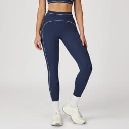 Customized LOGO women's new contrasting color yoga pants folded high waist tight outdoor running sports fitness trousers