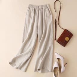 Cotton Linen Wide Leg Pants Loose Fit Casual Summer New Style Women's Nine Points Drapey Big Foot Loose Pants