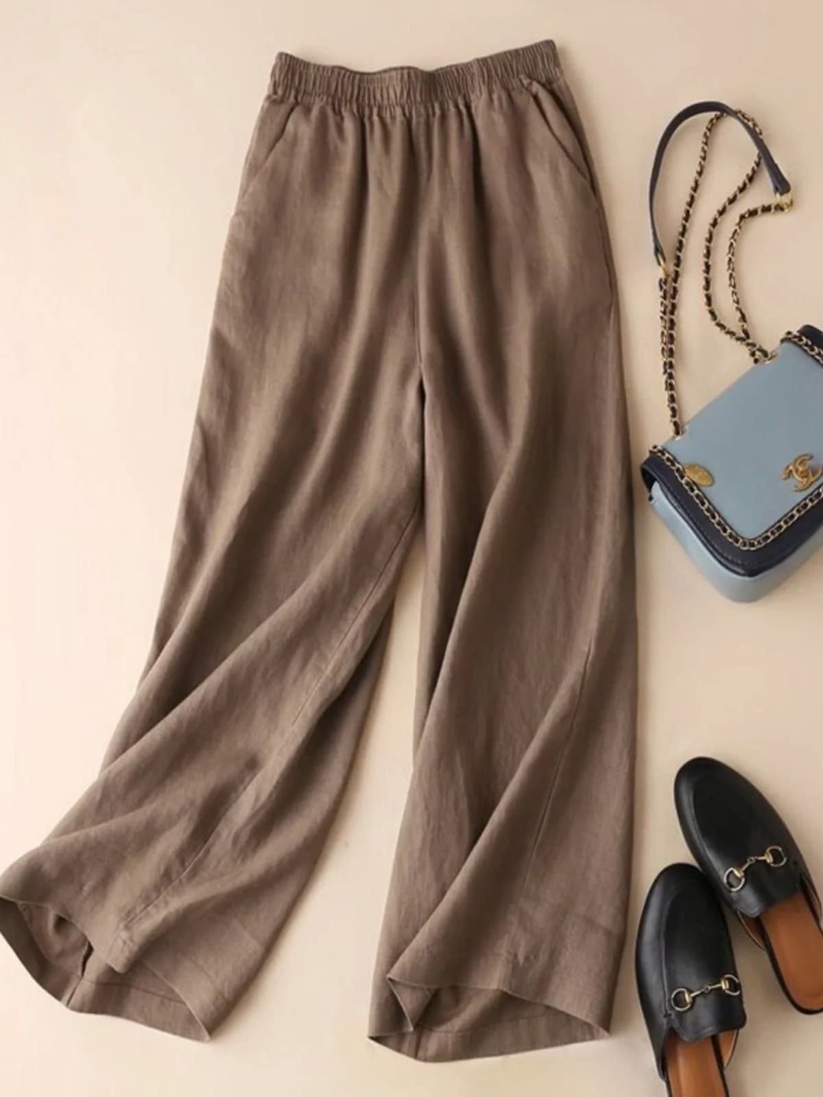 Cotton Linen Wide Leg Pants Loose Fit Casual Summer New Style Women's Nine Points Drapey Big Foot Loose Pants