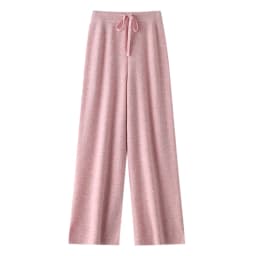 Women's Trousers 100% Merino Wool Pants Autumn Winter Sweater Wide Leg Pants Tying Elastic Casual Basic Soft Warm Knit Trousers