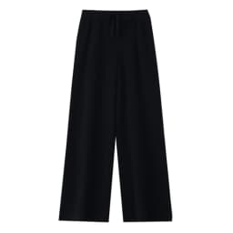 Women's Trousers 100% Merino Wool Pants Autumn Winter Sweater Wide Leg Pants Tying Elastic Casual Basic Soft Warm Knit Trousers