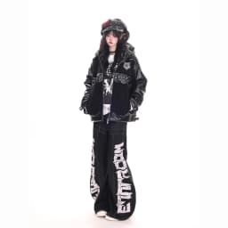 Vintage Y2k Red Baggy Cargo Pants Women Hip Hop Gothic Punk Hippie Removable Wide Leg Denim Pants Streetwear Casual Jeans New