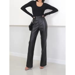 Mopping Pants For Women Genuine Leather Classic Female Straight Pipeline Suit Taller Trousers Mujer Long Legs Casual Streetwear