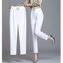 High Waist White Slim Fit Pants Women's New Style Harlan Trousers Casual Fashionable Versatile Workwear Nine Points Length