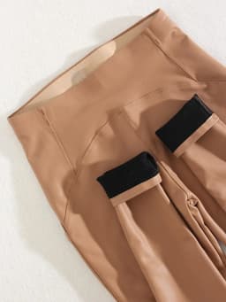 KarSaNy High Waist Fleece Winter Leather Pants For Women Beige PU Windproof Trousers Skinny Velvet Warm Pants Women Winter