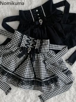 2025 Faldas Mujer De Moda Plaid Skirt for Women Sweet Japanese Jupe High Waist Bow Cute Saia Beading Bandage A-line Mini Skirts