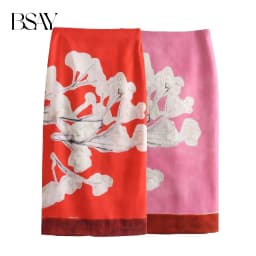 BSAY Women's Fashion Spring Summer New Split Vintage Chic Female High Waist Elegant A-line Long Straight Skirt Mujer