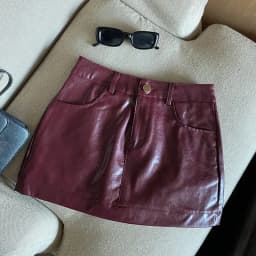 Wine Red PU Leather Skirts for Women Sexy Clubwear Hip-Wrapped Leather Mini Skirt Female Spring Autumn Anti-Glare Short Skirts