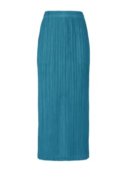 Miyake Pleated Women Skirt Korean Fashion Stretch Classic Lake Blue A-line Skirt Straight Long Skirts Causal Style In Stock