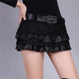 Punk Gothic Skirts Low Waist Solid Color Lace Patchwork Belt Mini Skirt Y2k Harajuku Streetwear Female Slim Women Clothing 2025