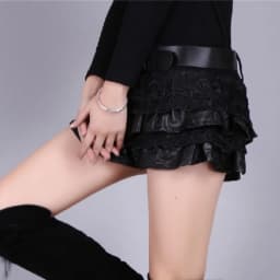 Punk Gothic Skirts Low Waist Solid Color Lace Patchwork Belt Mini Skirt Y2k Harajuku Streetwear Female Slim Women Clothing 2025