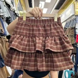 Japanese Y2k Cute Ruffled Plaid Skirt Punk Rock Subculture Cake Skirts Japanese Preppy Style Casual New 2026 Women Skirts