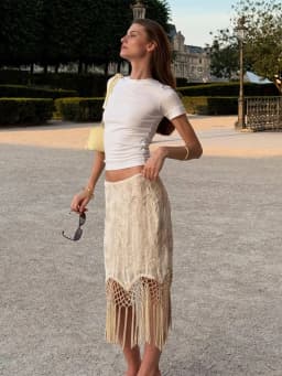 Eleganttassel Embroidered Hem Skirts Women Fashion Mesh Hollow Out Short Kilts 20265 Chic Summer New Female Beach Holiday Skirt