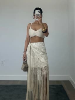 Eleganttassel Embroidered Hem Skirts Women Fashion Mesh Hollow Out Short Kilts 20265 Chic Summer New Female Beach Holiday Skirt