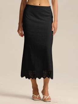 White Lace Skirt Maxi Bodycon Women Summer Office Wear Elegant Formal Skirts With Lace Lady Elastic Waist Lace Black Skirt Long