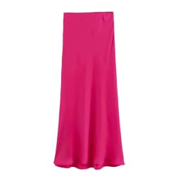 2024 New Women's European And American Style Fashion Silk Satin Texture High Waist Skirt Street Style Elegant Mid-length Skirt