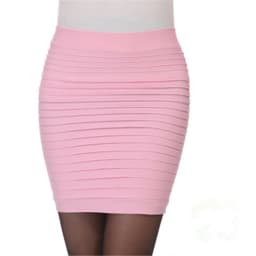 Elastic Pleated Skirt High Waist Bodycon Mini Skirt Business Office Cheap Short Pencil Skirts Solid Color Pink Black Blue Hot