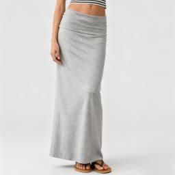Women Long Straight Skirt Simple Solid Color Foldover Low Rise Casual Bodycon Skirt for Daily Office Party Y2K Streetwear