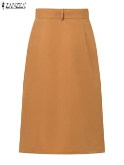 ZANZEA Cargo Skirts Elegant Women Evangelical Faldas Mujer Office Lady High Waist Saias Summer 2024 Casual Buttons Up Jupes