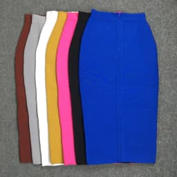 9 Colors Women Elegant Over Knee Bodycon Bandage Skirts Top Quality Elastic High Waist Office Lady Pencil Skirts High Street