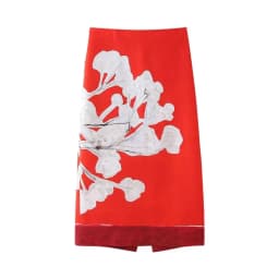 HH Summer Female Elegant Skirt Print Mid-Waist Causal Holiday Style Straight Slit Zipper A-Line Fashion Retro Skirts