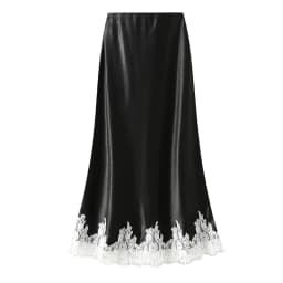 OUMENGKA Summer French Elegant Satin Mermaid Skirt Women Lace Patchwork Waist Elastic Long A-line Skirts Fashion Ladies