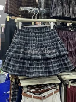 Japanese Y2k Cute Ruffled Plaid Skirt Punk Rock Subculture Cake Skirts Japanese Preppy Style Casual New 2026 Women Skirts