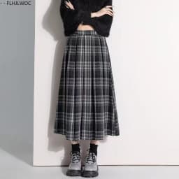 Woolen Skirts New Fashion 2025 Autumn Winter Basics Woman Cute Sweet Girls Japan Preppy Style Retro Vintage Long Plaid Skirt