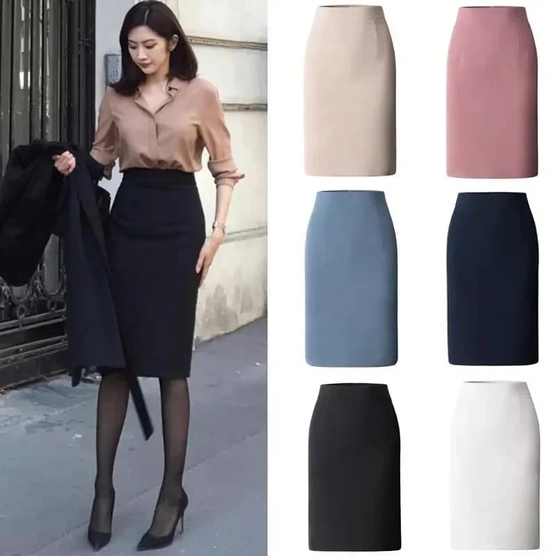 Smvp Women Office Pencil Skirts 2025 New Autumn Elegant Slim High Waist Black Skirts Ladies Korean Fashion Skinny OL Skirt