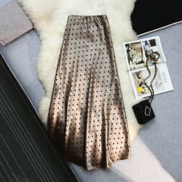Seoulish Vintage Polka Dot Satin Mermaid Skirts for Women 2026 New Spring Summer High Waist Casual Mid Length Women's Skirts