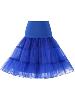Tonval Pleated Vintage Voile Underskirt Ballet Tutu Skirts for Women 50s Retro Skirt Wedding Elegant Party Petticoat