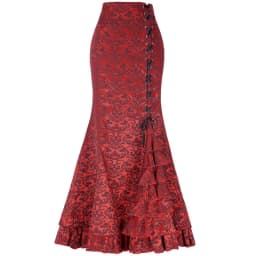 Streetwear Jacquard Weave Fishtail Skirt Women's Lace-up Ruffled Trumpet-mermaid Skirts Party Elegant Maxi Skirts Spring Autumn