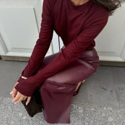 ZAROY Burgundy Leather Midi Skirt Women Elegant High Waist Slim Split Pencil Skirt Sexy Vintage Party PU Skirt Jupe юбка д