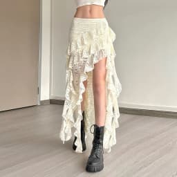 BKLD 2026 Autumn New Women Clothing Black Skirts Sexy High Waist Lace Ruffles Patchwork Irregular Y2k Skirts Party Clubwear