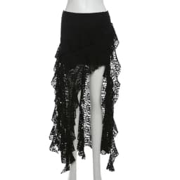 BKLD 2026 Autumn New Women Clothing Black Skirts Sexy High Waist Lace Ruffles Patchwork Irregular Y2k Skirts Party Clubwear
