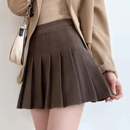 Brown High Waist Pleated Skirts for Women A-Line Mini Tennis Skirt with Lining Shorts Ladies Spring Summer Casual Basic Skirts