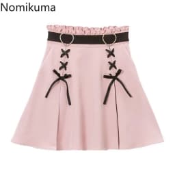 2025 Faldas Mujer De Moda Japanese Y2K Skirts for Women High Waist A-line Summer Tunic Jupe Bandage Fashion Pleated Mini Skirt