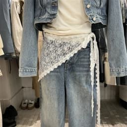 Jeans Pants Decor Embroidered Flower Lace Mini Skirt Irregular See Through Ruched Skirts High Waist Harajuku Pleated Skirts