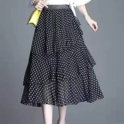 Hot Sale Floral Skirt Women New Summer 2025 Sweet Ruffled A-line Chiffon Long Skirt Woman Korean Clothing