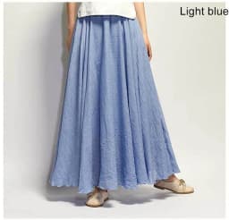 Women's Elegant High Waist Linen Maxi Skirt 2026 Summer Ladies Casual Elastic Waist 2 Layers Skirts Saia Feminina 20 Colors SK53