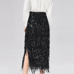 Fashionable Shiny Sequin TasselSkirt Women Heavy Vintage Elegant A-Line Party Skirt 2026 Spring Slimming Midi Dress
