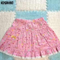Japanese Kawaii Cartoon Print Mini Cake Skirts Womens JK Lace Patchwork Jupe High Waist Skirt Y2k Aesthetic Sweet Gothic Faldas