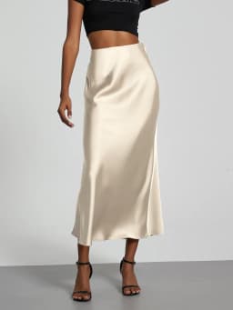 38 Colors Women's Summer Elegant Satin Long Skirts 2026 New Female Solid Color High Waist Fashion Faldas