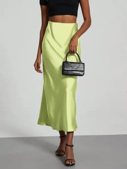 38 Colors Women's Summer Elegant Satin Long Skirts 2026 New Female Solid Color High Waist Fashion Faldas