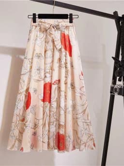 Long Skirt Women For Spring Summer Lady Korean Style White Black Chiffon Sun School High Waist Midi Skirt Female