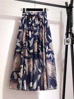 Long Skirt Women For Spring Summer Lady Korean Style White Black Chiffon Sun School High Waist Midi Skirt Female