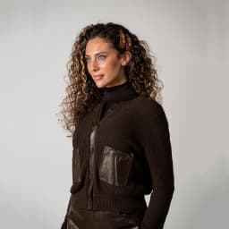 AP AW26 Women Leather Skirt and Leather Patch Cardigan Fashion Style