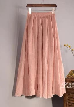 Women's Elegant 16 Color High Waist Elastic Waist Linen Pleated Long Skirts Ladies Slim Casual Skirt Saias New 2026 Summer SK05