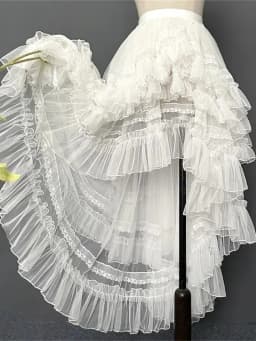 Gothic Lolita Lace Layer Jsk Princess Skirt for Women High Waist Costume Cosplay Japanese Kawaii Cute Mesh Ruffles Evening Skirt