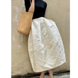 2025 New Arrival Spring/summer Arts Style Women Casual Loose Fit Elastic Waist A-line Jacquard Design Ankle-length Skirt Women